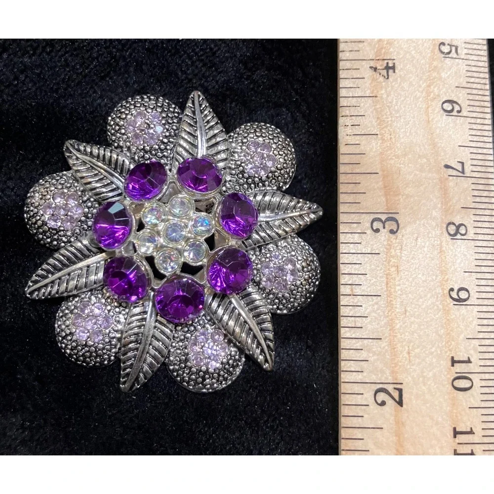 Floral Brooch Lot Women Multicolor Enamel Rhinestone Crystal 5pc